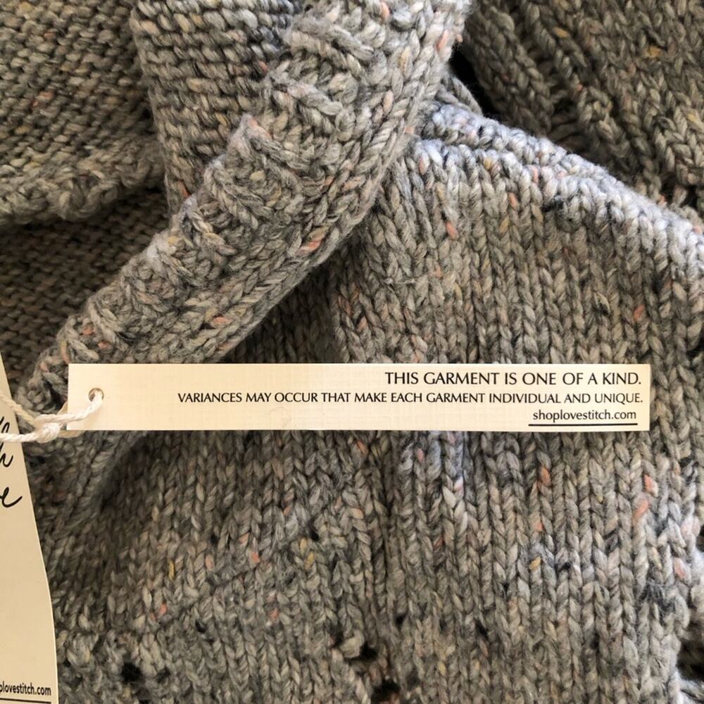 Lovestitch NWT Sweater Gray Open Knit Hooded Long Sleeve Loose Womens M/L - Picture 10 of 12